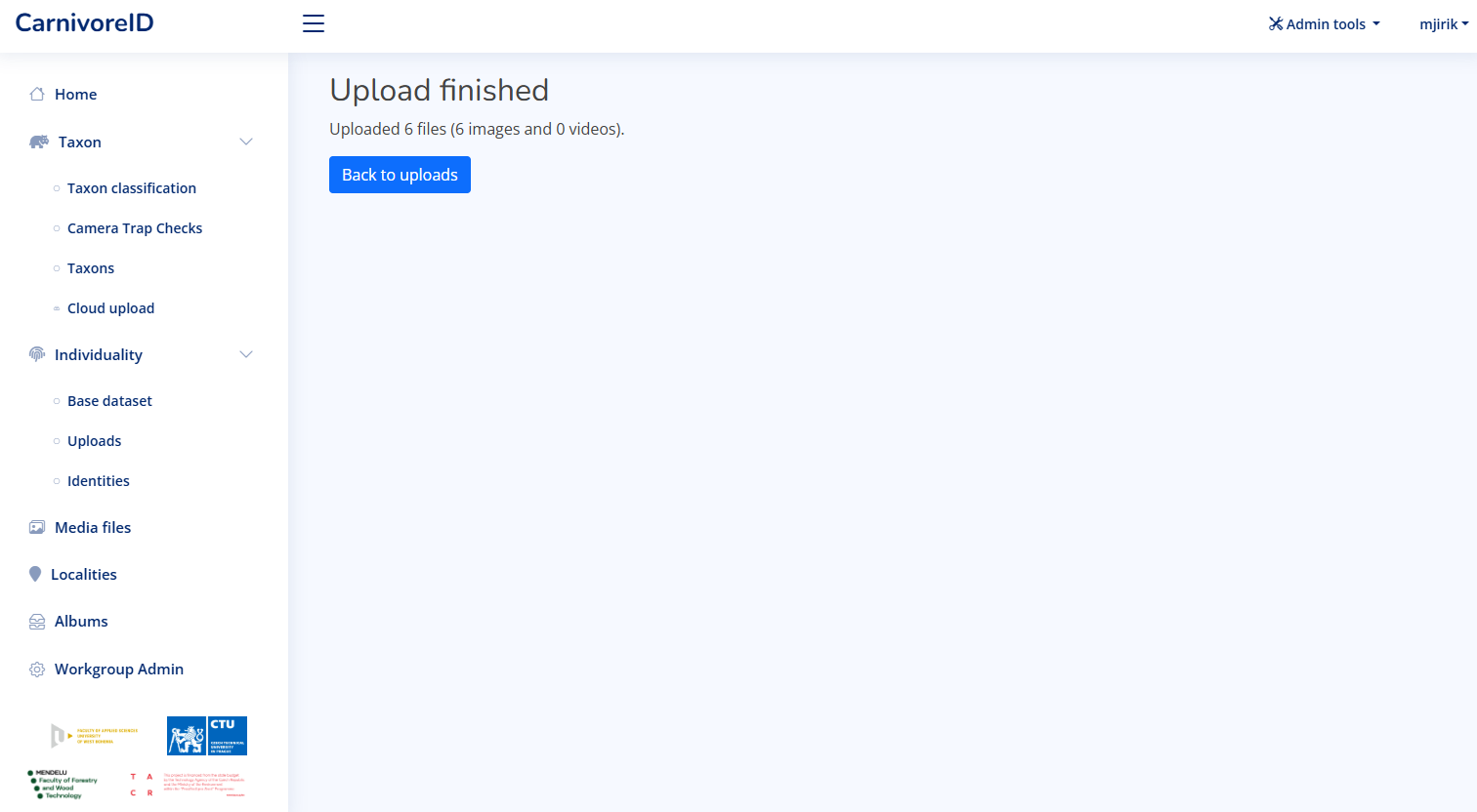 upload finished